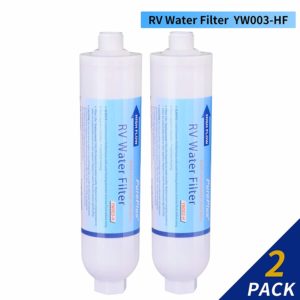 GOLDEN ICEPURE Inline RV Water Filter Replacement Filter, with Flexible Hose Protector, 2 Pack