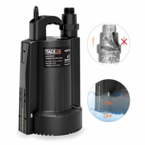 Submersible Water Pump, 1/3 HP Automatic ON/OFF Electric Water Removal Pump,4 Amp High-efficiency Pure Copper Motor with Thermal Protection-2550 GPH Maximum Flow,Low Noise 30DB with Check Valve(Black)