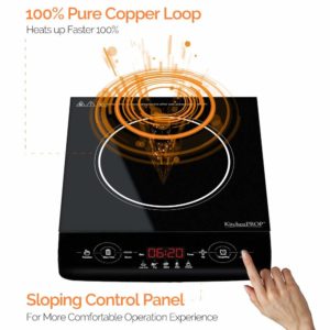 KitchenPROP 1800W LCD Portable Induction Cooktop Countertop Burner for Cooking Countertop Burners Electric Sensor Touch with 5 Cooking Functions, Black