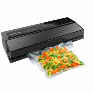 GERYON Vacuum Sealer, Automatic Food Sealer Machine for Food Savers w/Starter Kit|Led Indicator Lights|Easy to Clean|Dry & Moist Food Modes| Compact Design (Black)