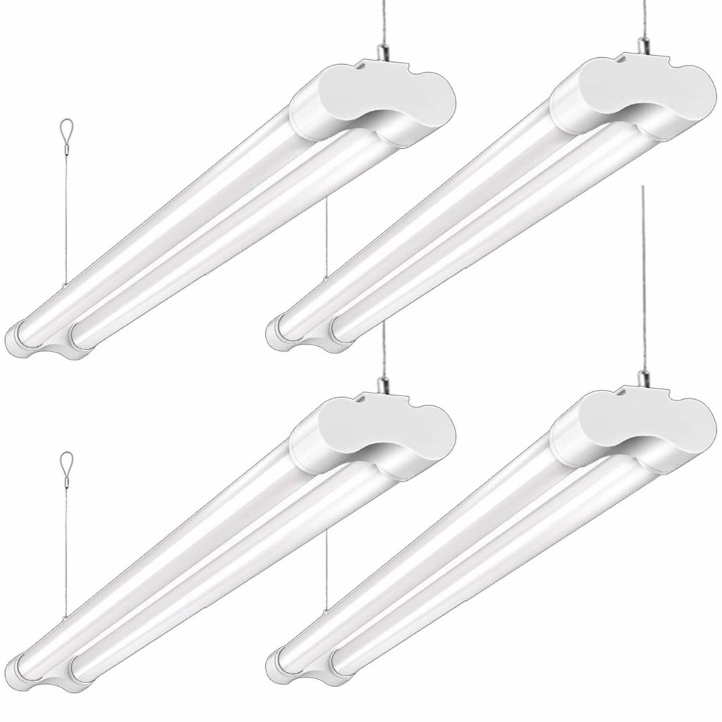 Hykolity 4FT 36W LED Shop Light with cord, 3600lm Hanging or FlushMount Garage Utility Light, 5000K Overhead Workbench Light, Light Weight, Shatter Proof 64w Fluorescent Fixture Replacement- 4 Pack