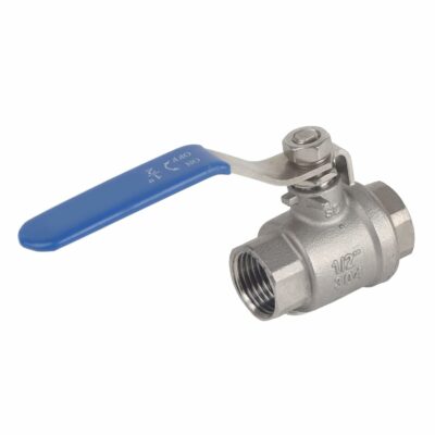 304 Stainless Steel Full Port Two-Piece Ball Valve, 1/2" NPT Female 2 Way Rotary Lever WOG1000