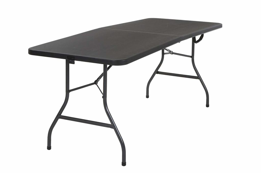 Cosco 14678BLK1 Deluxe 6 Foot x 30 inch Half Blow Molded Folding Table, Black, 72" (Rectangle),