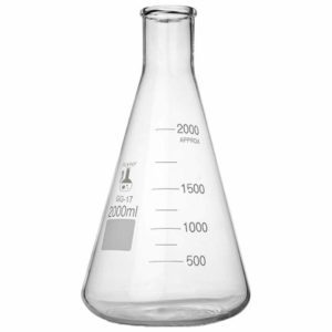 2000ml Narrow Mouth Erlenmeyer Flask, 3.3 Boro. Glass, Karter Scientific 213G15