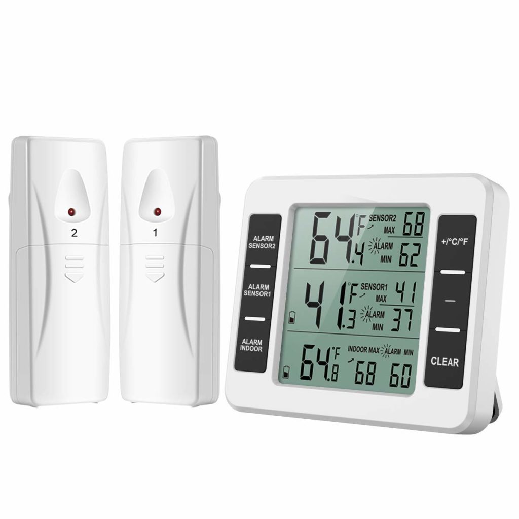 Perfect for Home Max/Min Function Cafes Easy to Read LCD Display Digital Freezer Thermometer with Hook etc. Oria Refrigerator Fridge Thermometer Bars Restaurants