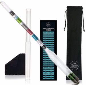 Chefast Hydrometer Kit for Wine, Beer, Mead and Kombucha - Combo Set of Triple-Scale Alcohol Hydrometer, Cleaning Cloth, and Storage Bag - ABV, Brix and Gravity Tester - Home Brewing Supplies