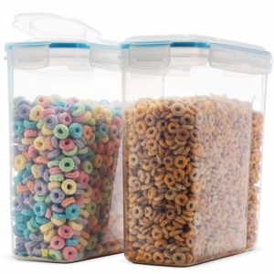 Komax Biokips Durable Cereal Container Set | 2 Large (16.9 Cups 135 Ounce) Airtight Food Storage Containers - Food Safe, BPA-Free Cereal Dispenser | Flour, Sugar, Dry Food Storage Containers with Lids