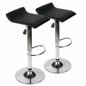 360 Degree Swivel Adjustable Bar Stool, Mordern Leather Pub Chair, Set of 2, Black