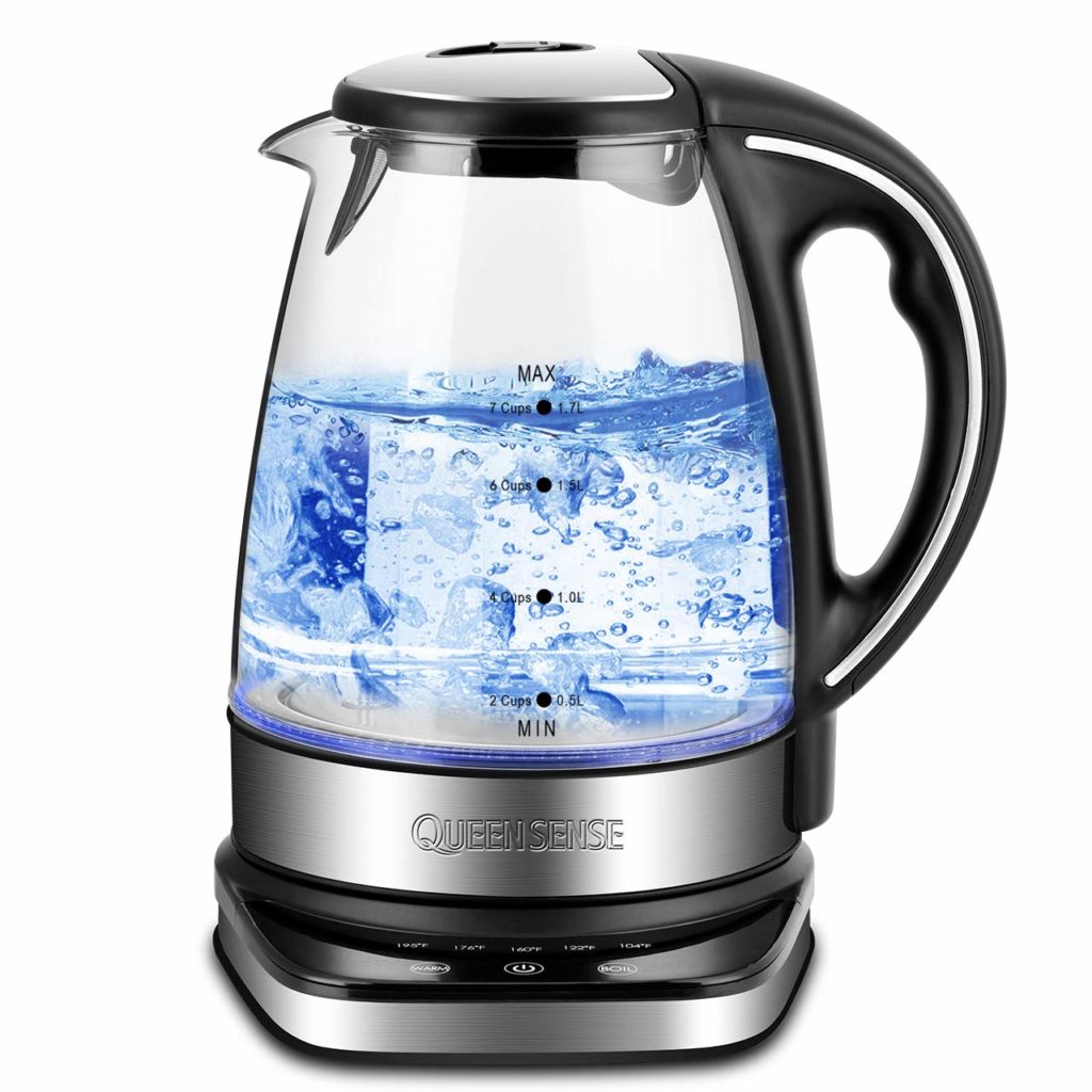 Electric Kettle - Water Kettle Tea Kettle with 5-Temperature Setting&12-Hour Keep Warm Function, 1.7L(3.8 pint) 1500W, Glass Electric Kettle, Borosilicate Glass Teakettle FDA Approved