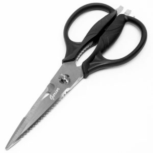 Gerior Come-Apart Kitchen Shears - Heavy Duty Culinary Scissors for Cutting Poultry, Fish, Meat, Food - Large Size (9.25”) - Ultra Sharp Blade - Peeler, Bottle Opener Included - Black Handle
