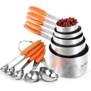 Measuring Cups : U-Taste 18/8 Stainless Steel Measuring Cups and Spoons Set of 10 Piece, Upgraded Thickness Handle