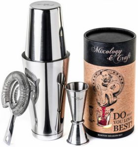 Boston Cocktail Shaker Set: Professional Weighted Bar Shaker with Hawthorne Strainer and Japanese Jigger - Perfect Home Bartender Kit For an Awesome Drink Mixing Experience