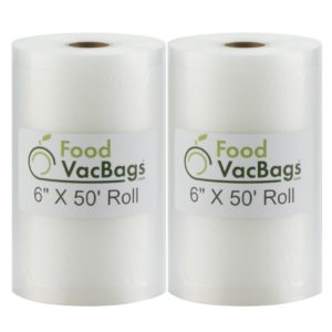  Roll over image to zoom in 2 FoodVacBags 6" X 50' Rolls 4 mil Vacuum Sealer Bags