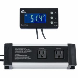 Poniie PN160 Digital Temperature Controller 2-Stage Controlled Outlet Thermostat for Reptile, Heat Mat and Brewing, w/Calibration & Compressor Protection