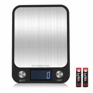 GURMORE Digital Kitchen Scale, Food Weight Scale for Baking and Cooking, Digital Gram Accurate Scale with Multifunction, Measuring Scale with Large LCD Lighted LCD Display and 9 Weight Units
