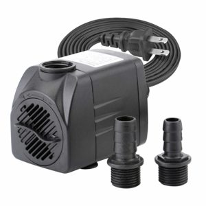 400 GPH Submersible Water Pumps for Aquarium, Tabletop Fountains, Pond, Water Gardens and Hydroponic Systems with Two Nozzles, CE-ROHS Approved, 5.9 ft Power Cord