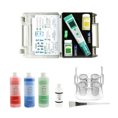 Apera Instruments AI209-T Value Series PH20 pH Tester Combo Kit, including the Maintenance Set, and a CalPod Solution Holder for Easy Calibration