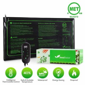 Seedfactor MET certified Seedling Heat Mat with 50℉~108℉ Digital Thermostat Controller for Seed Germination (10" x 20")