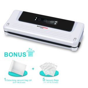 Bonsenkitchen Automatic Vacuum Food Sealer Machine for Sous Vide Cooking and Food Saver| Dry and Moist Food Modes| Bonuse with Vacuum Bags and Roll