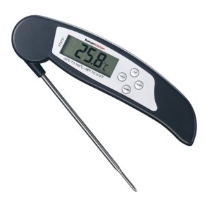 Bonsenkitchen Digital Thermometer,Instant Read Meat Thermometer for Grilling, BBQ and Heated Liquid Drinks, Large Digital LCD Display, Foldable 4.17 Inches Long Stainless-Steel Probe (Black)