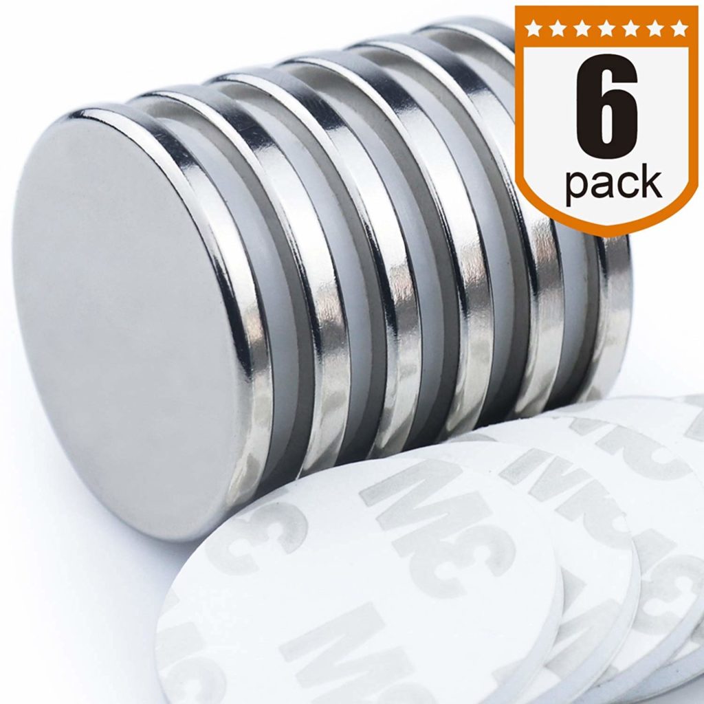 DIYMAG Powerful Neodymium Disc Magnets, Strong, Permanent, Rare Earth Magnets. Fridge, DIY, Building, Scientific, Craft, and Office Magnets, 1.26”D x 1/8”H, Pack of 6