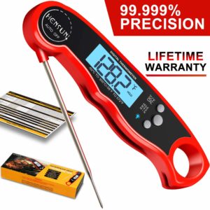 Digital Meat Thermometer-HENSUN Instant Read Thermometer-Waterproof Meat Thermometer Oven Safe with Folding Probe-BBQ Or Grilling, with Magnetic | Backlight & Calibration | Quick, Smart Cooking