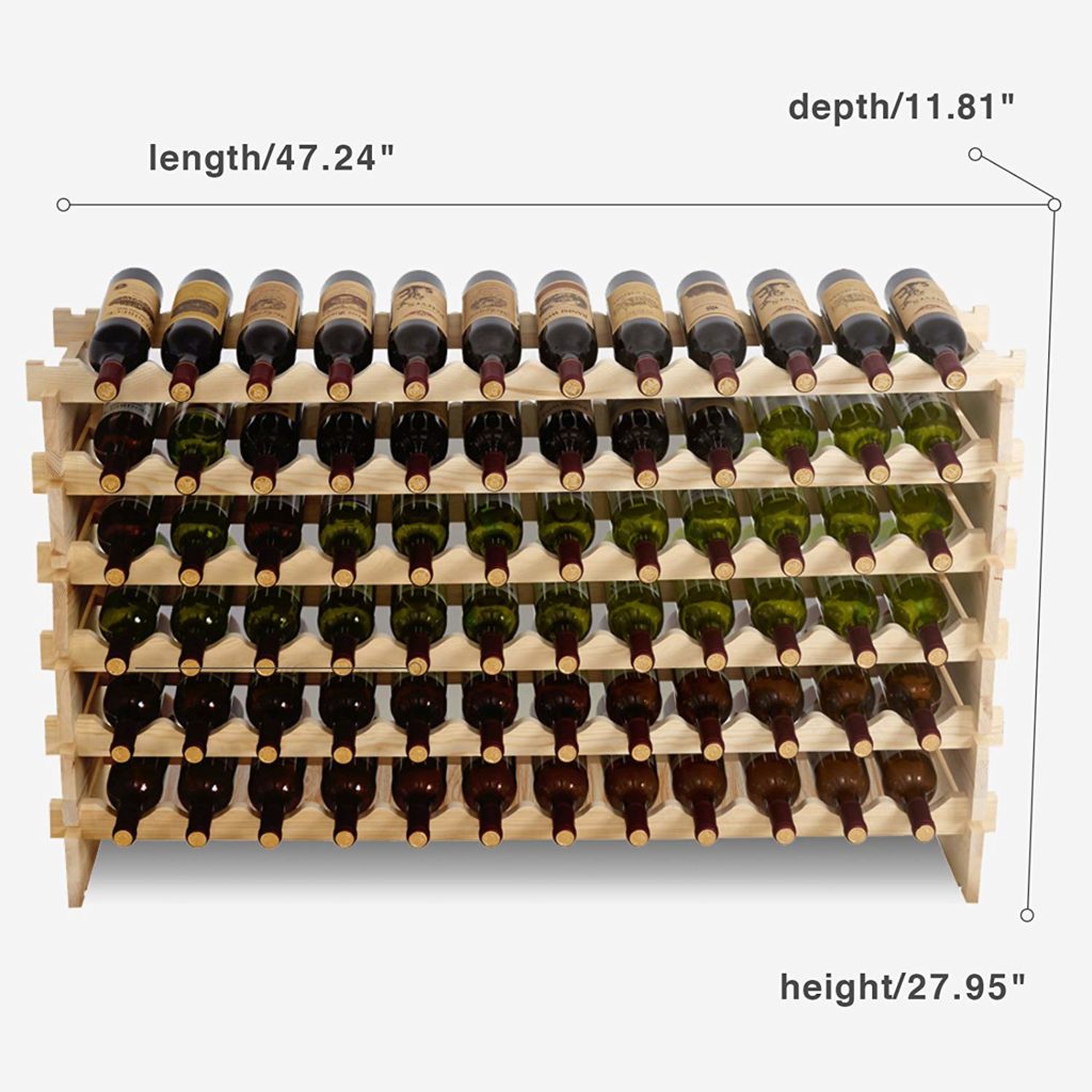 Mecor 72 Bottle Capacity Stackable Storage Wine Rack, Standing Bottles Storage Shelf, Wobble-free,6-Tier