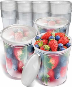 40pk 32oz Plastic Containers with Lids - Freezer Containers Deli Containers with Lids - Soup Containers Plastic Food Storage Containers with lids - Plastic Container Plastic Food Containers with Lids