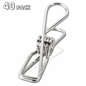 Clothespin 2.2” Pin,40 Pack Stainless Steel Wire Clip,Durable Metal Pin for Clothesline Utility Pin for Laundry, Kitchen, Backyard, Outdoor Clothes Drying, Chip Clip,Bag seal,Room Decorat, Office Pin