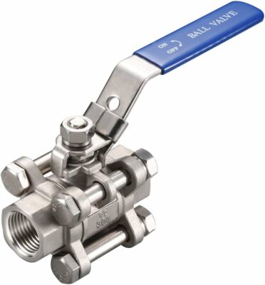 Cowin Brewing 1/2" 3PC Ball Valve Stainless Steel 304, NPT threaded, for Oil, Gas, Water With Blue Vinyl Handle