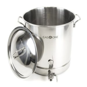 GasOne 16 Gallon Stainless Steel Home Brew Kettle Pot Pre Drilled 4 PC Set 64 Quart Tri Ply Bottom for Beer Brewing Includes Stainless Lid Ball Valve Spigot and Plug - Home Brewing Supplies