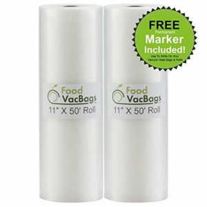 FoodVacBags 2-pack 11X50 Rolls Vacuum Sealer Bags 4 mil Embossed Commercial Grade for Sous Vide and Foodsaver