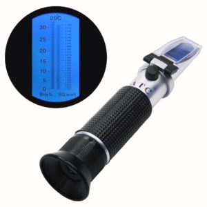 TOOGOO Portable Sugar Content Tester Beer Wort Wine Refractometer, Dual Scale - Specific Gravity 1.000-1.120 Brix 0-32%, Replaces Homebrew Hydrometer (Aluminum)