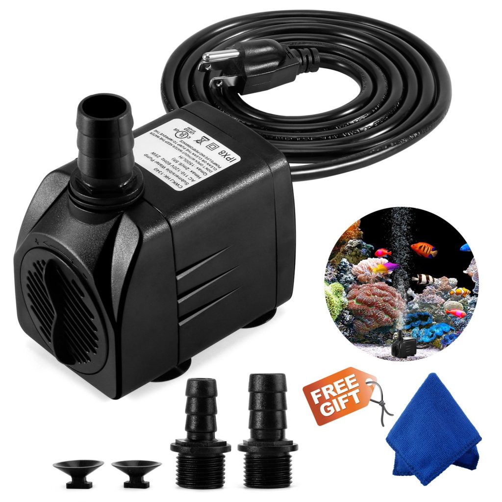 Fountain Pump, 400GPH Submersible Water Pump, Durable 25W Outdoor Fountain Water Pump with 6.5ft Power Cord, 3 Nozzles for Aquarium, Pond, Fish Tank, Water Pump Hydroponics, Backyard Fountain