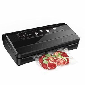 Mooka 96kPa Vacuum Sealer with Built-in Cutter, 10 Sealing Bags (FDA-Certified), 16Liter/min, FRESH UP TO 7x Longer, Dry & Moist Modes, With Up To 60 Consecutive Seals, High-Temperature Resistant
