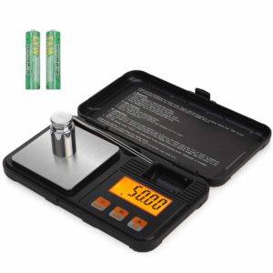 Digital Small Scale, Limit 200g Definition 0.01g Pocket Scale, 50g Calibration Weight, Electronic Gram Scale, 6 Units, LCD Backlit Display, Tare, Auto Off, Stainless Steel