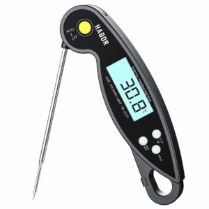 Habor 192 Meat Thermometer, 3s Instant Read Digital Cooking Thermometer, Upgraded Waterproof Kitchen Food Thermometer with Backlit & Ambidextrous Display for Candy Turkey Milk Water Temperature