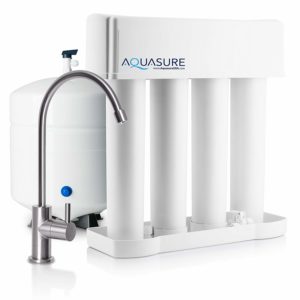 Aquasure Premier Advanced 75 GPD Reverse Osmosis Water Filtration System with Quick Change Water Filter (Brushed Nickel Finished Designer Faucet)