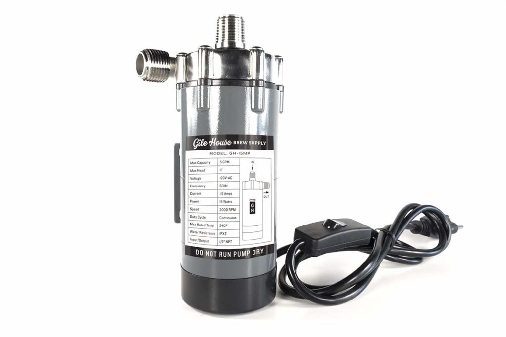 GILE HOUSE BREW SUPPLY Stainless Steel Head Magnetic Drive Wort & Beer Pump - 120V Food Grade Water Circulation Pump With In-line Switch
