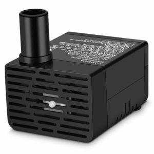 100GPH 5.5w Submersible Water Pump UL Listed with Adjustable Flow for Pond, Aquarium, Pet Fountain, Waterfalls, Hydroponics with 3.1' High Lift, 6.1'Cord, 2 Nozzles