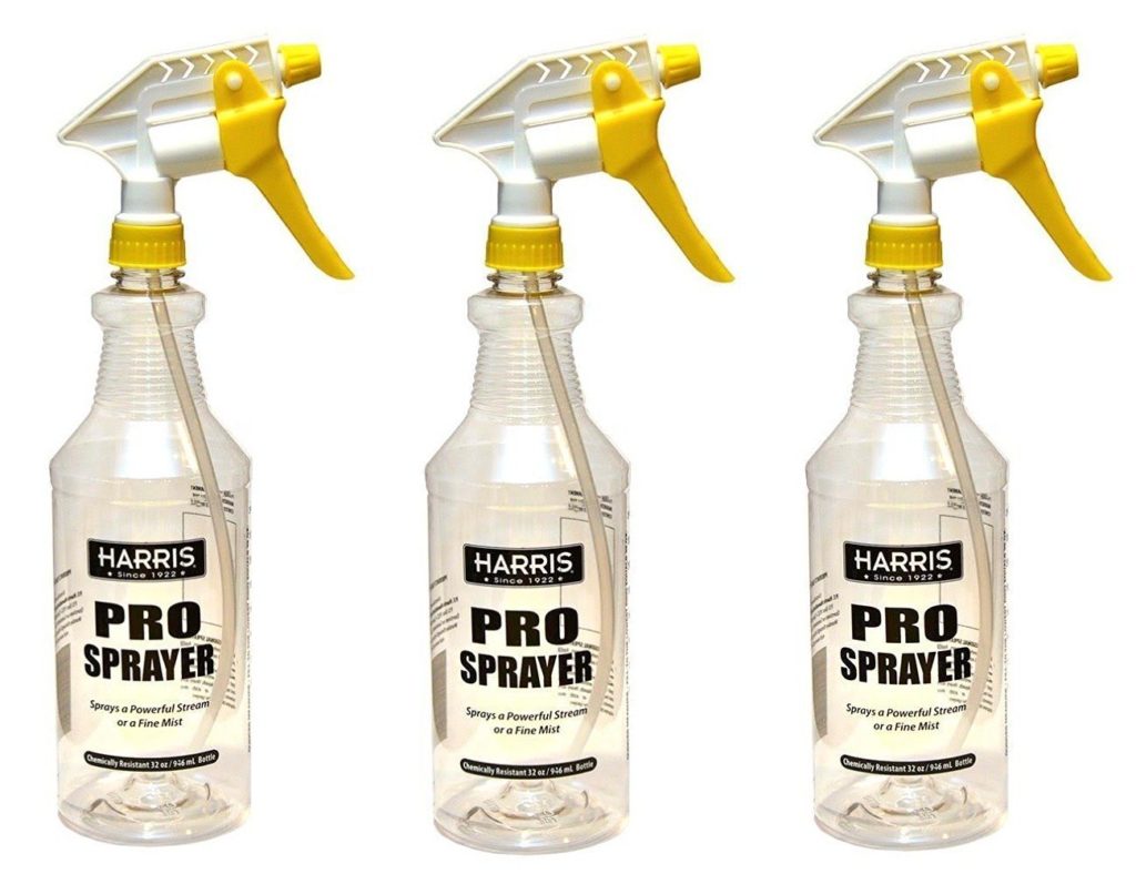 Harris Professional Spray Bottle 32oz (3-Pack), All-Purpose with Clear Finish, Pressurized Sprayer, Adjustable Nozzle and Measurements