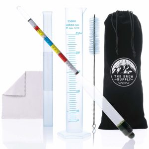 Triple Scale Hydrometer Test Kit by The Brew Supply - Specific Gravity ABV Tester with Cylinder for Beer Wine Mead Cider - Accurate and Easy Alcohol Measuring for Professionals or Homebrewers