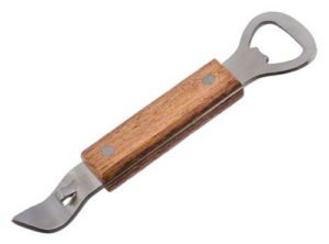 American Metalcraft BBC39 Stainless Steel Hand-Held Deluxe Bottle and Can Opener, 4.5" L, Hardwood Handle