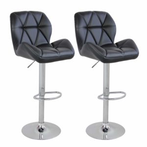 Set of 2 Bar Counter Stools Leather Gaslift Swivel Dinning Chair Armless Barstools , Black