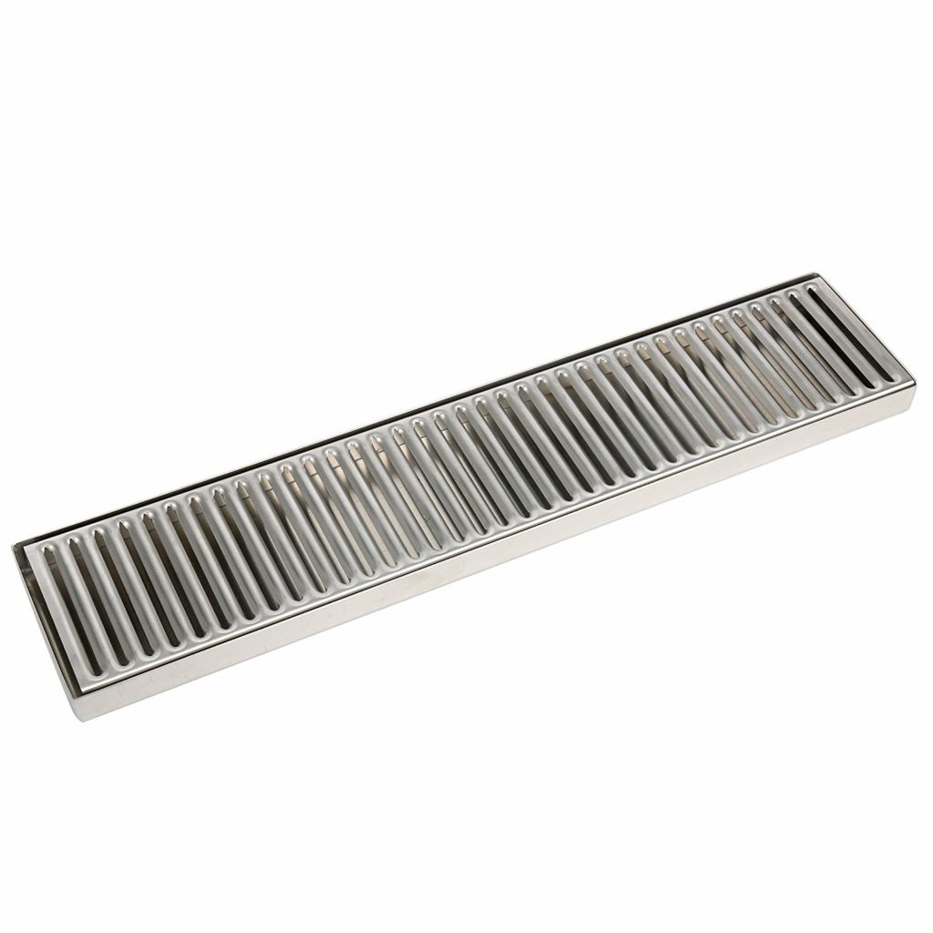 YaeBrew 19" Length 4" Width Rectangular Stainless Steel Beer Surface Mount Drip Tray, No Drain, Silver