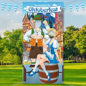 Oktoberfest Party Decorations Oktoberfest Photo Prop, Giant Fabric Photo Booth Background, Funny Oktoberfest Games Supplies for Bavarian Beer Festival, 6 x 3 ft