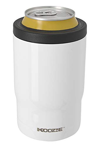 Koozie Stainless Steel Double Wall Vacuum Insulated Triple Can Cooler, Bottle or Tumbler - 12 oz. (White)