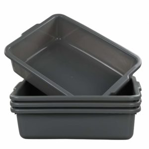 Eagrye 4-Pack Bus Tubs, Commercial Tote Box, Plastic Bus Box (13 L Capacity), Grey