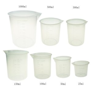 Plastic Measuring Cup Set 7 Sizes 25ml 50ml 100ml 150ml 250ml 500ml 1000ml Capacity Cup Clear White Container by Bilipala