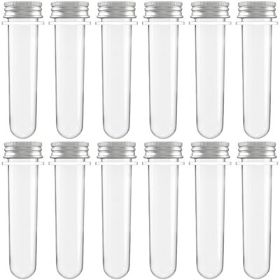 12 Pcs Plastic Test Tubes 45 ml Science Party Test Tubes for Scientific Experiments,Party Decoration,Candy,Bath Salt,Dice Display